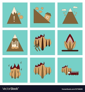 Assembly flat icons natural disasters vector image