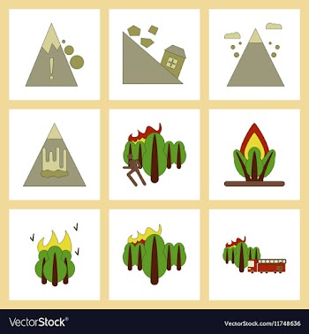 Assembly flat icons natural disasters vector image