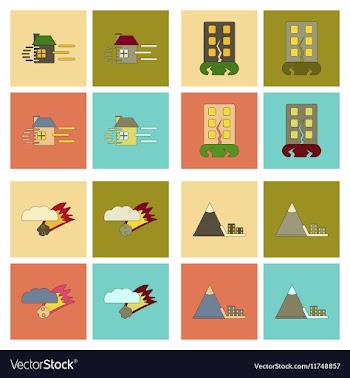 Assembly flat icons natural disasters vector image