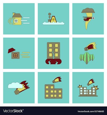 Assembly flat icons natural disasters vector image