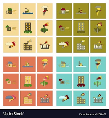 Assembly flat icons natural disasters vector image