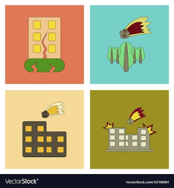 Assembly flat icons natural disasters vector image