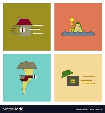 Assembly flat icons natural disasters vector image