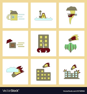 Assembly flat icons natural disasters vector image