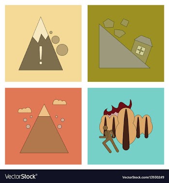 Assembly flat icons natural disasters vector image
