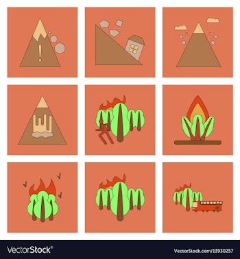 Assembly flat icons natural disasters vector image