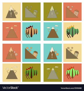 Assembly flat icons natural disasters vector image
