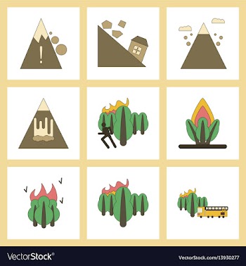 Assembly flat icons natural disasters vector image