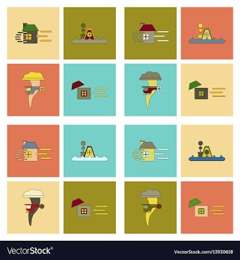 Assembly flat icons natural disasters vector image
