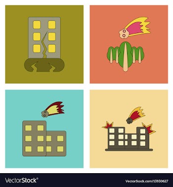 Assembly flat icons natural disasters vector image