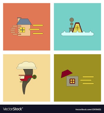 Assembly flat icons natural disasters vector image