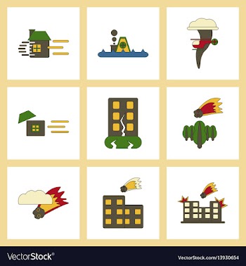 Assembly flat icons natural disasters vector image
