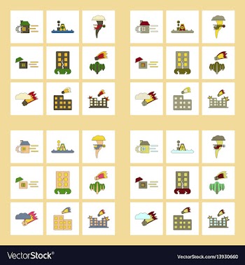 Assembly flat icons natural disasters vector image