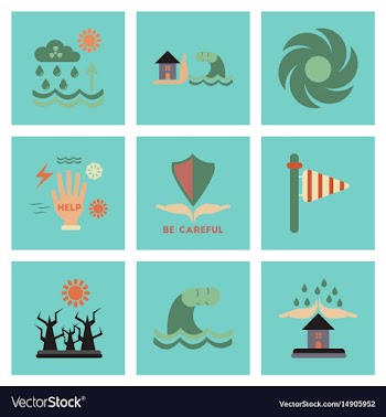 Assembly flat icons natural disasters vector image