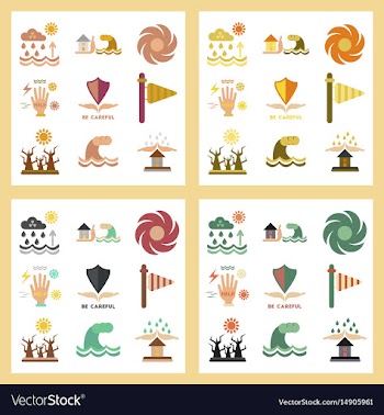 Assembly flat icons natural disasters vector image