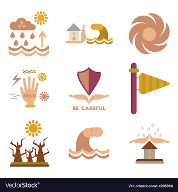 Assembly flat icons natural disasters vector image