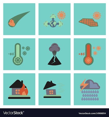 Assembly flat icons natural disasters vector image