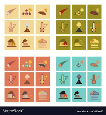Assembly flat icons natural disasters vector image