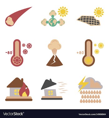 Assembly flat icons natural disasters vector image
