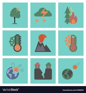 Assembly flat icons natural disasters vector image