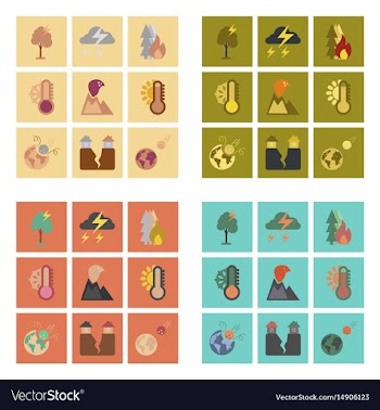 Assembly flat icons natural disasters vector image