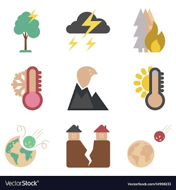 Assembly flat icons natural disasters vector image