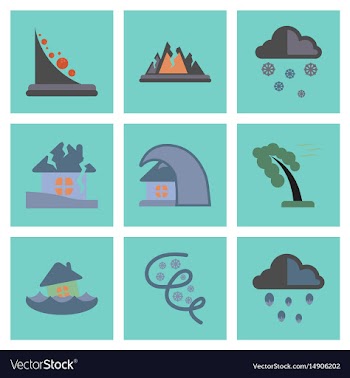 Assembly flat icons natural disasters vector image