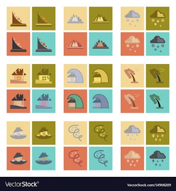 Assembly flat icons natural disasters vector image