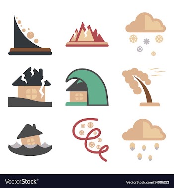 Assembly flat icons natural disasters vector image