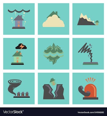 Assembly flat icons natural disasters vector image