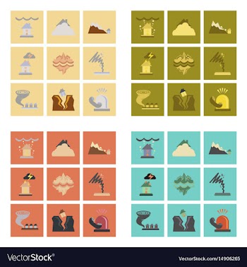 Assembly flat icons natural disasters vector image