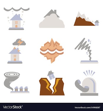 Assembly flat icons natural disasters vector image