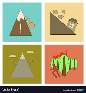 Assembly flat icons natural disasters vector image