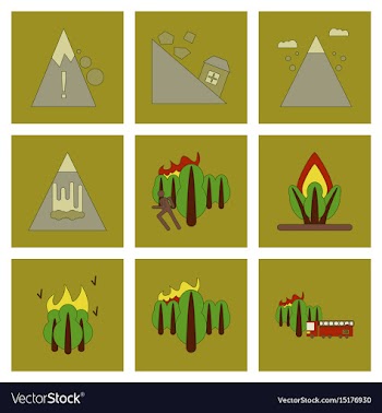 Assembly flat icons natural disasters vector image