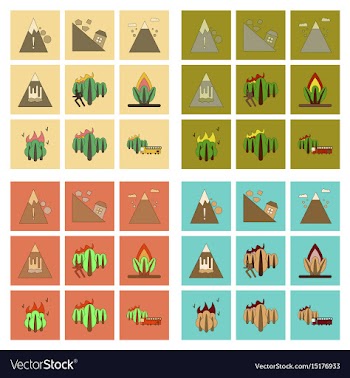 Assembly flat icons natural disasters vector image