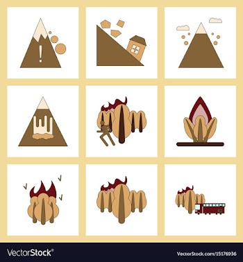 Assembly flat icons natural disasters vector image