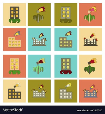 Assembly flat icons natural disasters vector image