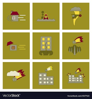 Assembly flat icons natural disasters vector image