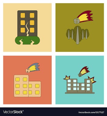 Assembly flat icons natural disasters vector image