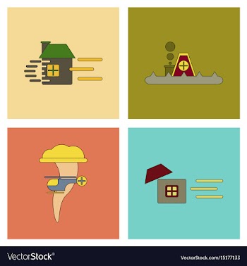Assembly flat icons natural disasters vector image