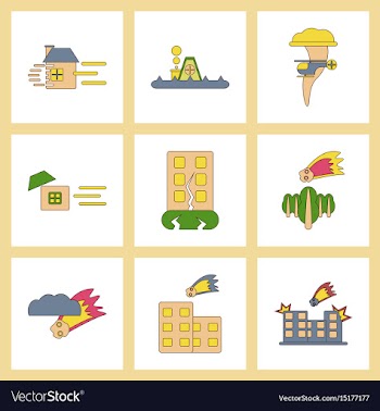 Assembly flat icons natural disasters vector image