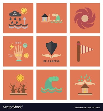 Assembly flat icons natural disasters vector image