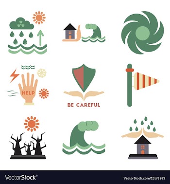 Assembly flat icons natural disasters vector image