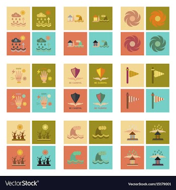 Assembly flat icons natural disasters vector image