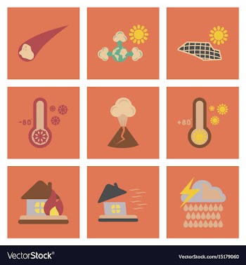 Assembly flat icons natural disasters vector image