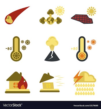 Assembly flat icons natural disasters vector image
