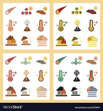Assembly flat icons natural disasters vector image