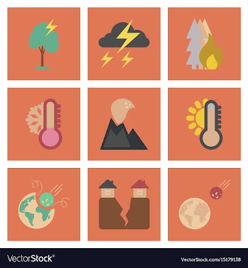 Assembly flat icons natural disasters vector image