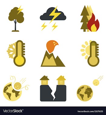 Assembly flat icons natural disasters vector image