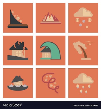 Assembly flat icons natural disasters vector image